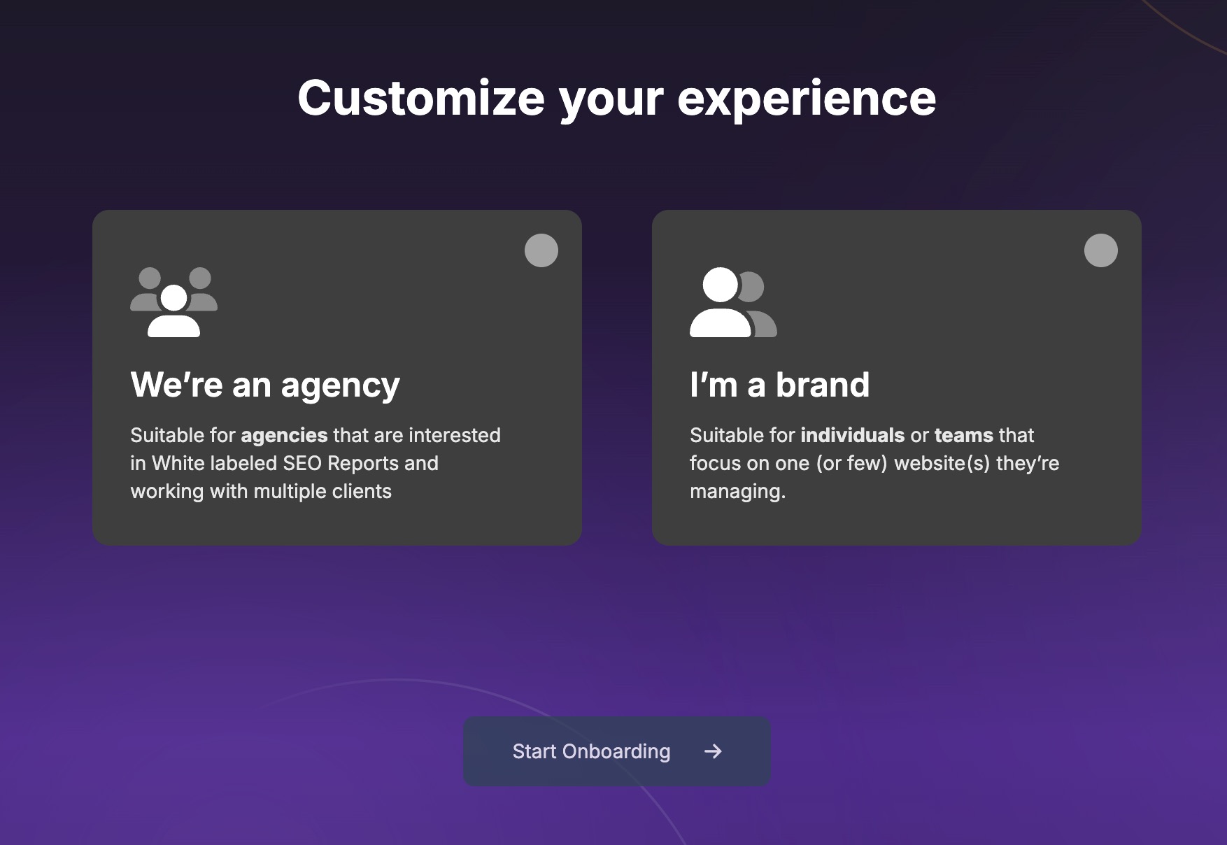 Brand option selected